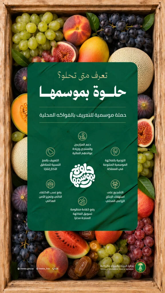 «البيئة» تطلق حملة «حلوة بموسمها» للتعريف بالفواكه المحلية