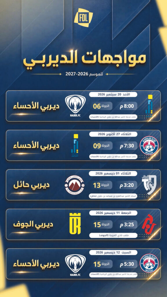 نصيب الأسد للأحساء في ديربيات “يلو”